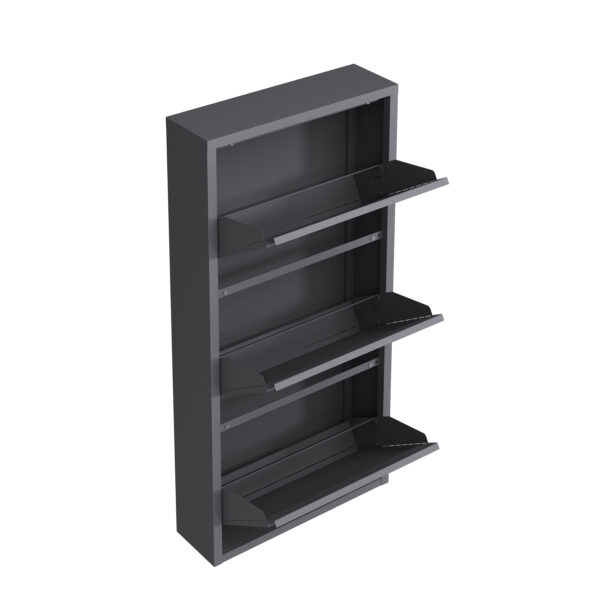 Schuhschrank Metall ROMEO 50 x 103 cm grau – Bild 5