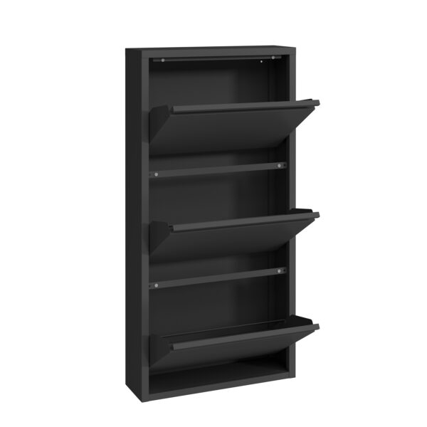 Schuhschrank Metall ROMEO 50 x 103 cm schwarz – Bild 3
