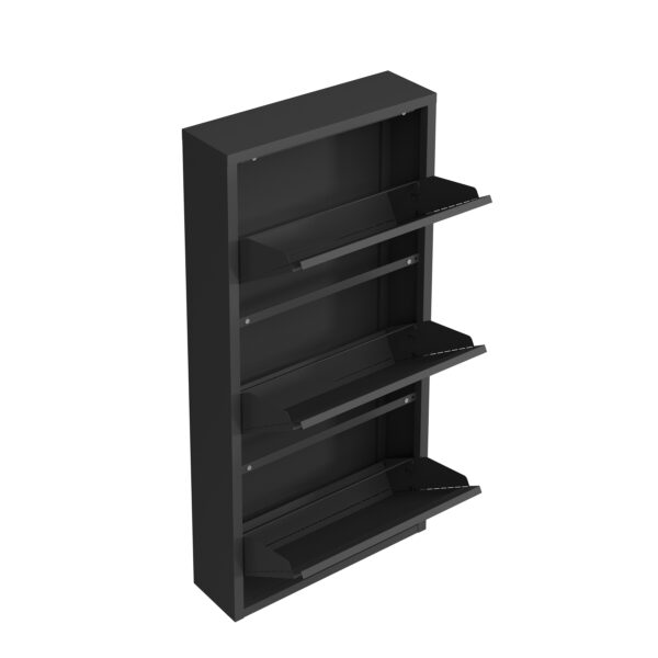 Schuhschrank Metall ROMEO 50 x 103 cm schwarz – Bild 4