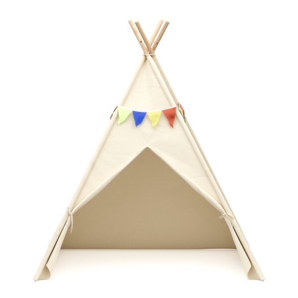Spielzelt Tipi mit Lichterkette beige – Bild 2