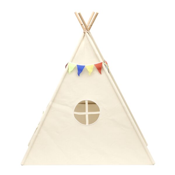 Spielzelt Tipi mit Lichterkette beige – Bild 4