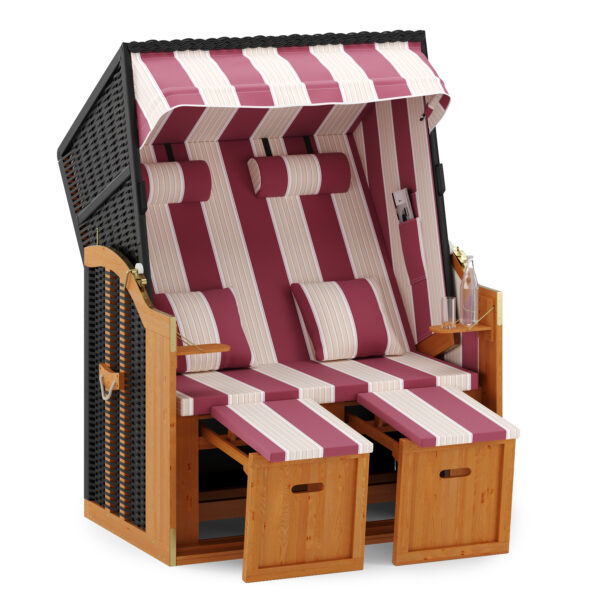Strandkorb 2-Sitzer rot/weiss