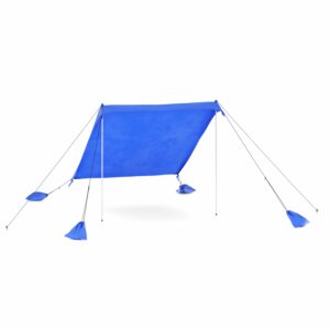 Strandzelt Sonnensegel mit 2 Stangen 210 x 210 x 200 cm blau