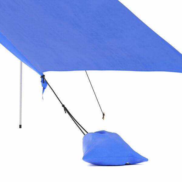 Strandzelt Sonnensegel mit 2 Stangen 210 x 210 x 200 cm blau – Bild 5