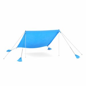Strandzelt Sonnensegel mit 2 Stangen 280 x 280 x 200 cm hellblau
