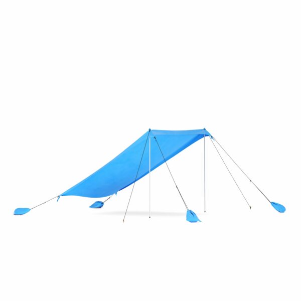 Strandzelt Sonnensegel mit 2 Stangen 280 x 280 x 200 cm hellblau – Bild 2