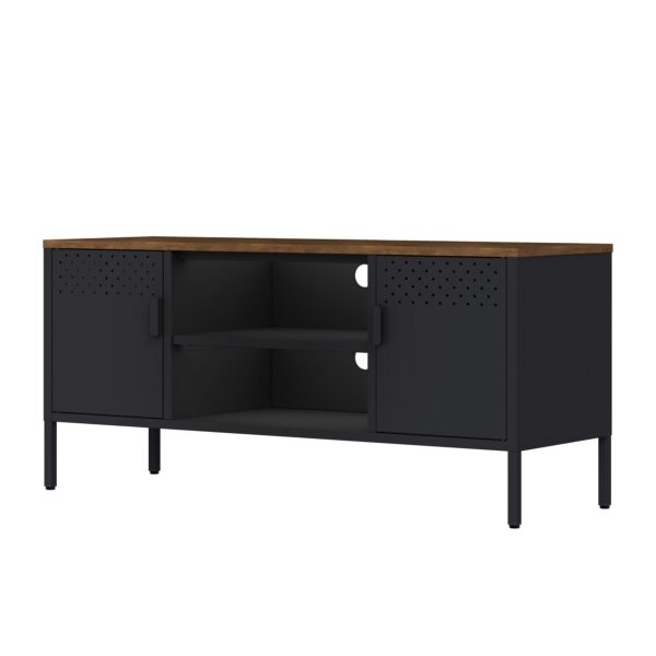 TV Möbel Metall AMET 120 x 55 cm schwarz/braun – Bild 3