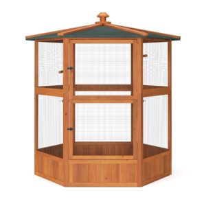 Vogelvoliere Holz 150 x 160 cm 6-eckig