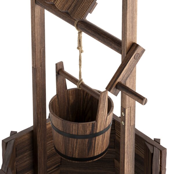 Zierbrunnen Holz mit Eimer und Kurbel 55 x 115 cm natur – Bild 6