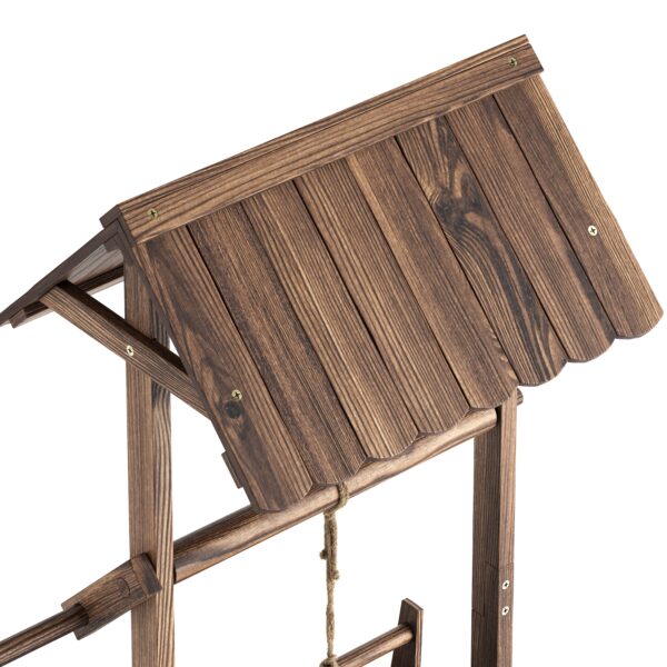 Zierbrunnen Holz mit Eimer und Kurbel 55 x 115 cm natur – Bild 7