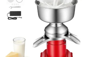 Elektrischer Milchabscheider 40 W, 60 L/H Elektrische Milchzentrifuge mit Tastensteuerung, 10500 U/min Trennmaschine für Kuhmilch, Rahmseparator aus 304 Edelstahl mit 4,5L Milchtank für Küche