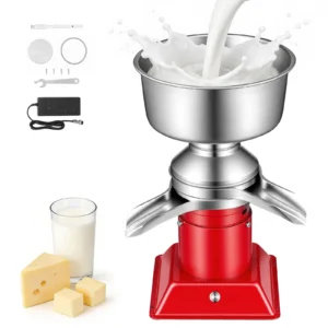 Elektrischer Milchabscheider 40 W, 60 L/H Elektrische Milchzentrifuge mit Tastensteuerung, 10500 U/min Trennmaschine für Kuhmilch, Rahmseparator aus 304 Edelstahl mit 4,5L Milchtank für Küche